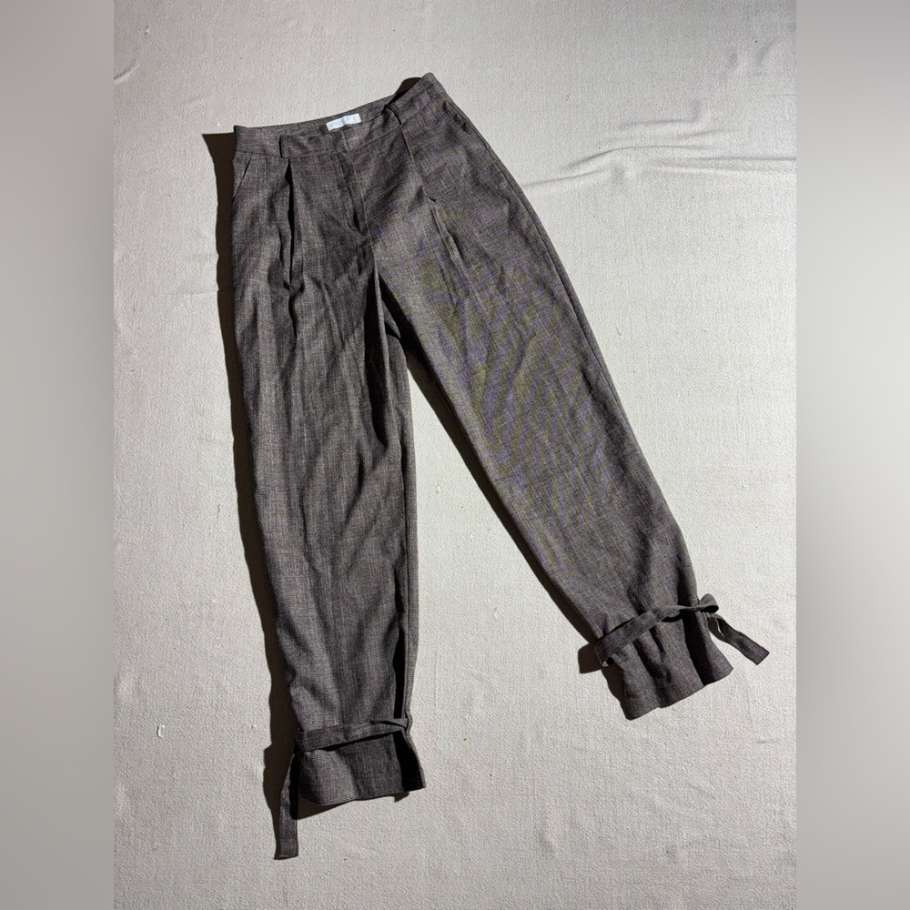 Primark Brown Tailored Tweed Ankle Belt Pants